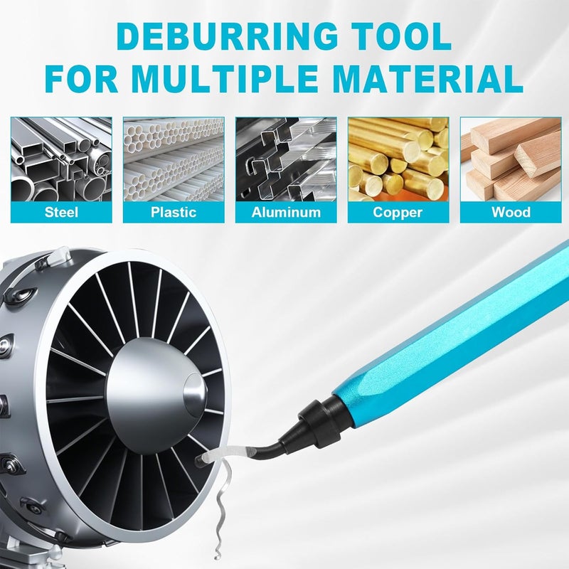 Aleric Deburring Tool Set with 11pcs High Speed Steel Swivel Blades, Deburring Tool 3D Printing Burr Removal Blades, Deburring Tools for Metal, Resin, PVC Pipes, Copper, Plastic, Aluminum - Image 5